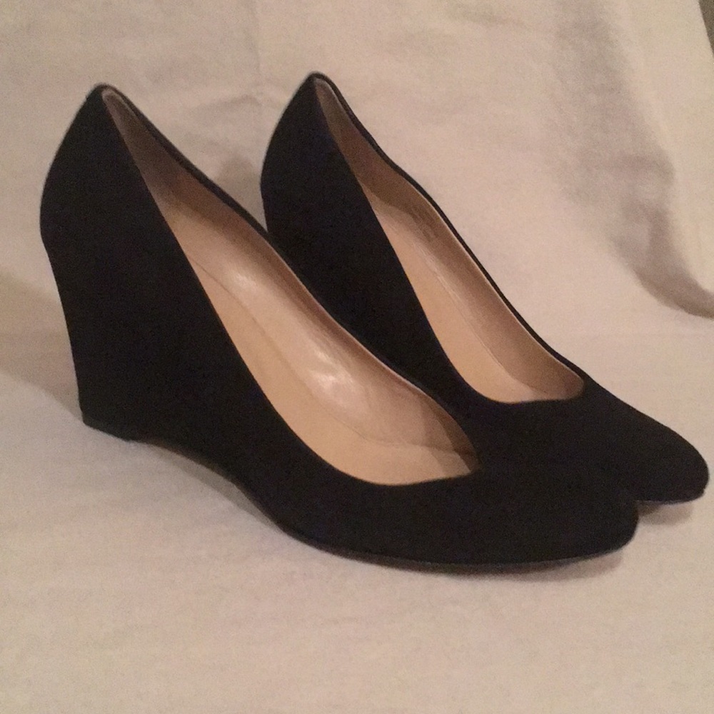 Jcrew black suede wedges